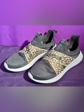 Adidas Shoes Womens Size 7 Black Leopard Strap Slip-On Casual Sneakers FY7233